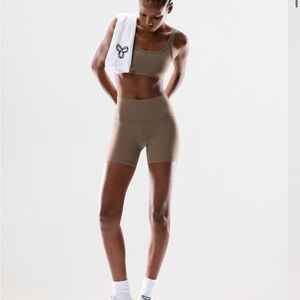 TNA Taupe Women's High-Waisted Bike Shorts